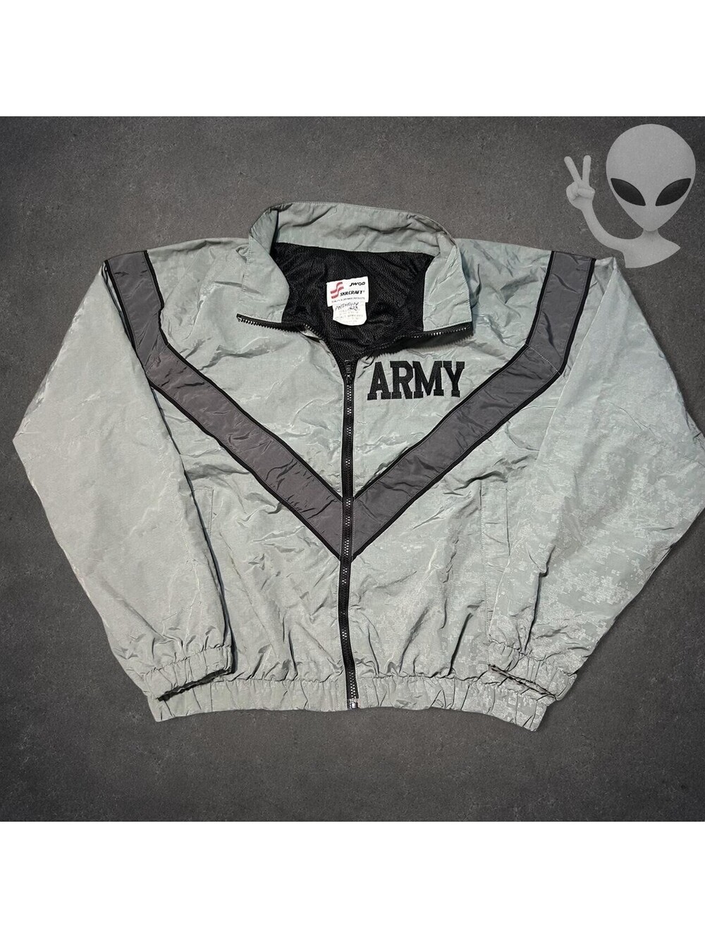 Skilcraft US Army IPFU PT Jacket Mens US S Gray Reflective Windbreaker